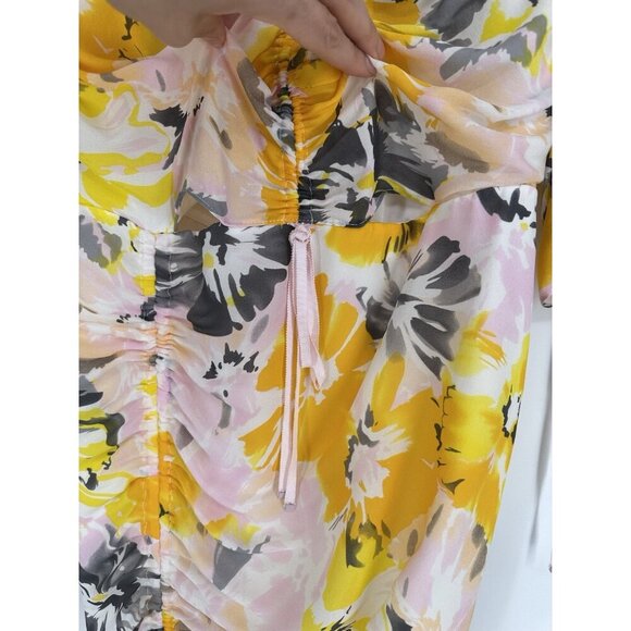 Alice McCall Soiree Saffron Floral Asymmetrical Midi Dress Women’s 6 EUC - Picture 3 of 9